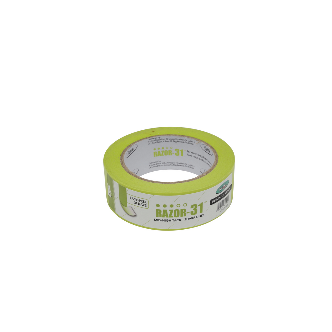 Axus Decor - Razor-31 Mid-High Tack Tape (36mm x 40m) - Painters Tape Dynamite Hardware
