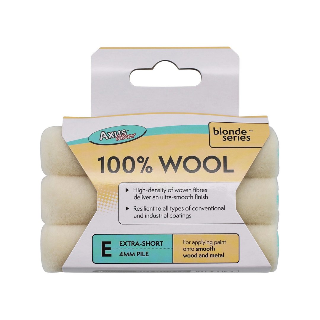 Axus Decor - 100% Wool Mini Roller, Blonde Series (4" / 100mm, Triple Pack) - Paint Application By Roller Dynamite Hardware