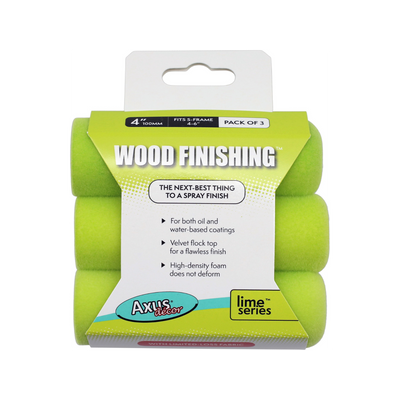 Axus Decor - Wood Finishing Mini Roller, Lime Series (4" / 100mm, Pack of 3)