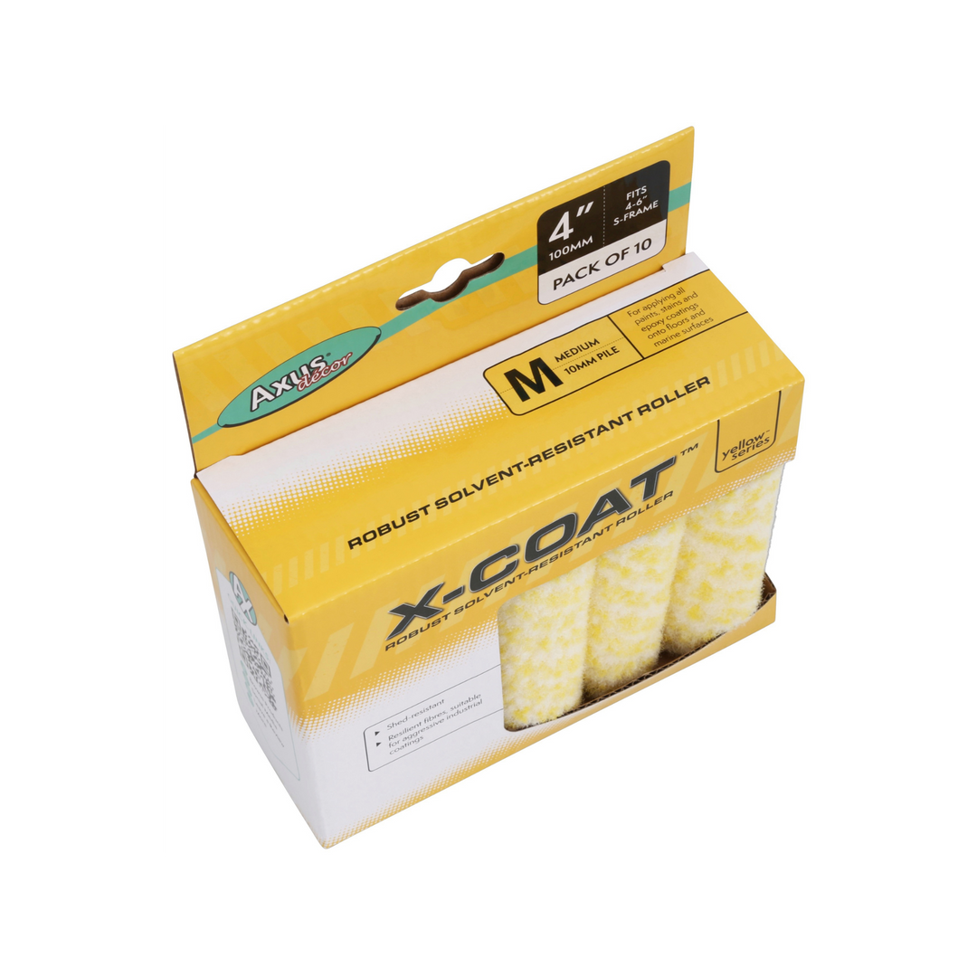 Axus Decor - X-Coat Roller Sleeve Yellow Series (4" x 100mm, 10pk) - Paint Application By Roller Dynamite Hardware