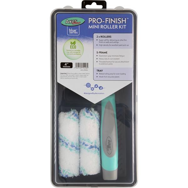 Pro-Finish Mini Roller Kit (2 x Rollers, Tray & Frame) (blue series) - Dynamite Hardware