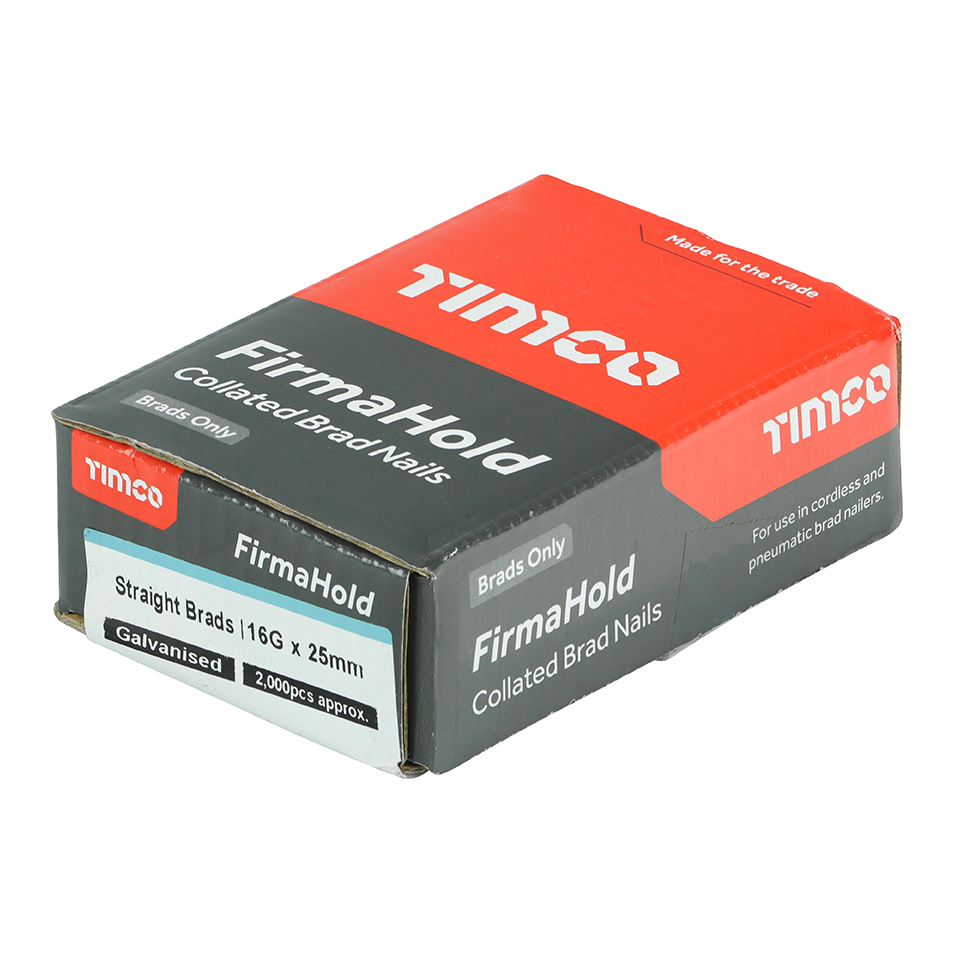 16g Straight Brad Nails 25mm Galvanised – Box of 2,000