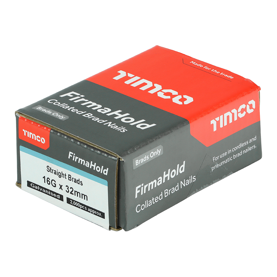 16g Straight Brad Nails 32mm Galvanised – Box of 2,000