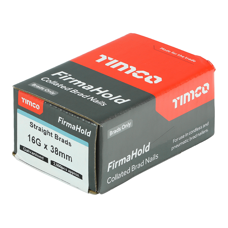 16g Straight Brad Nails 38mm Galvanised – Box of 2,000
