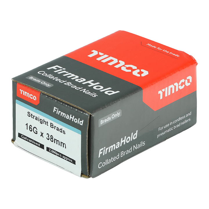 16g Straight Brad Nails 38mm Galvanised – Box of 2,000