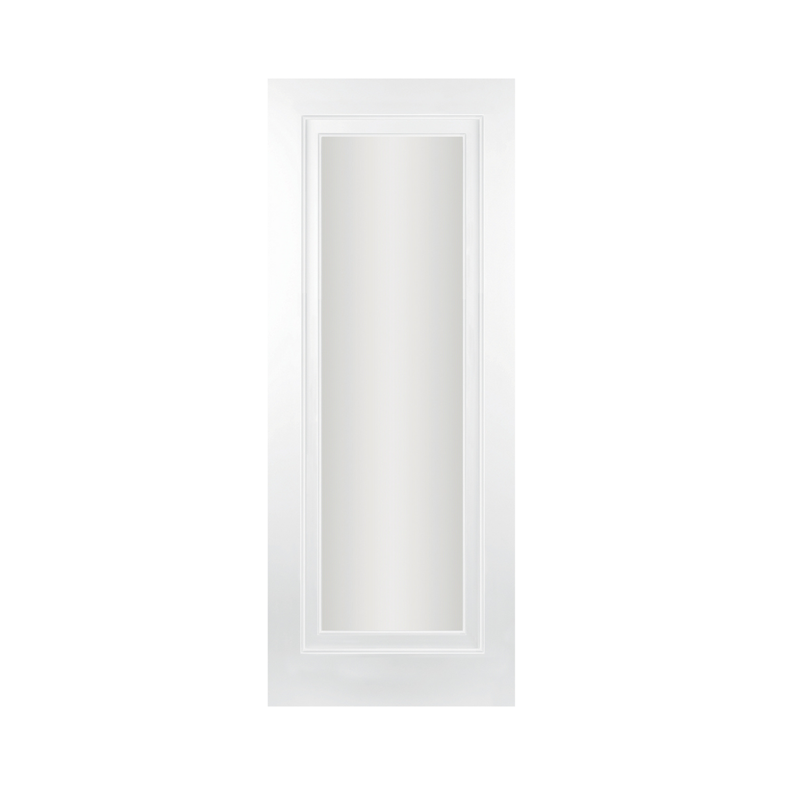 SEADEC Carrick 1 Panel Shaker Double Hip Opaque Glass White Primed (42MM) - DOOR Dynamite Hardware
