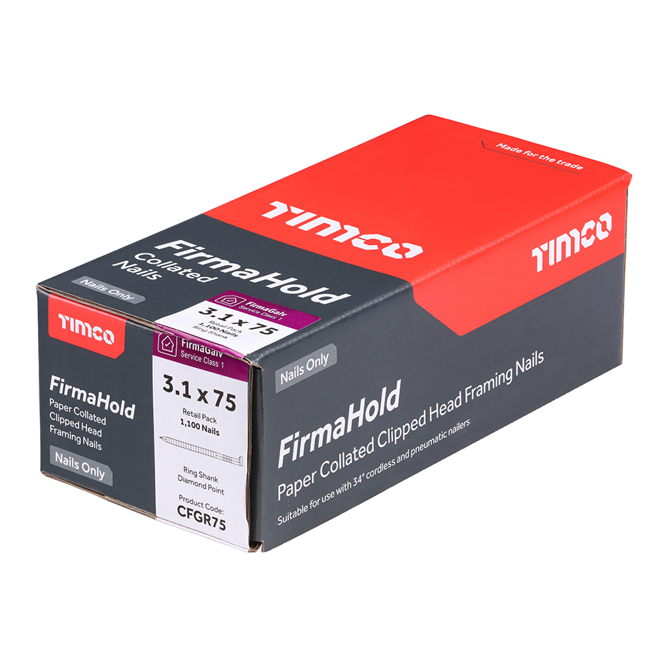 Galvanised Clipped Head Framing Nails 3.1 x 75mm Ring Shank – Box of 1,100 (Nails Only)