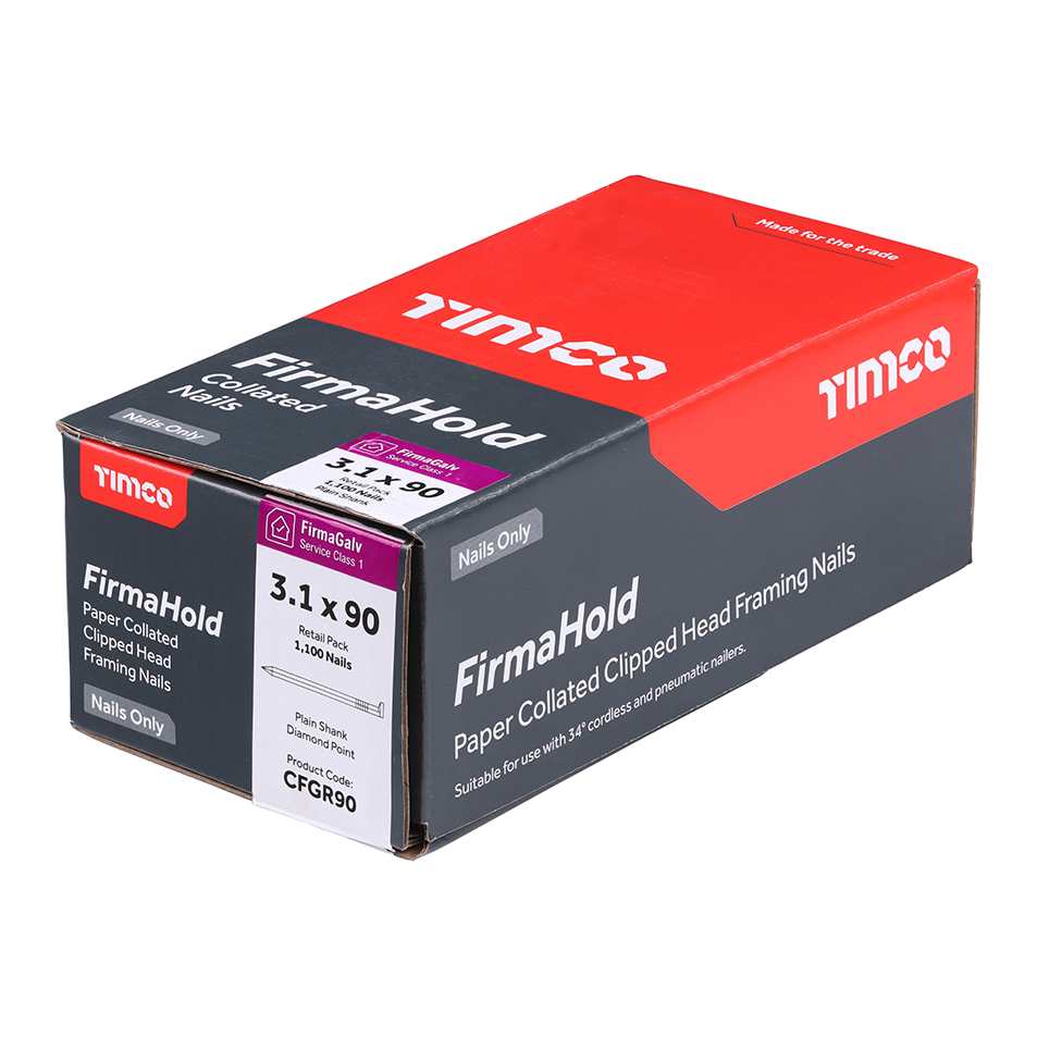 Galvanised Clipped Head Framing Nails 3.1 x 90mm Smooth Shank – Box of 1,100 (Nails Only)