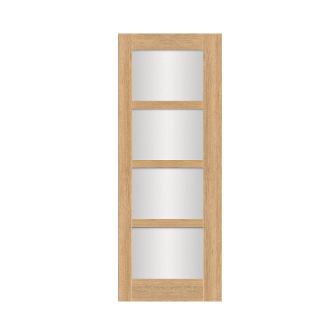SEADEC Columbus Natural Oak 4 Panel Shaker Frosted Glass Oak(44MM) - DOOR Dynamite Hardware