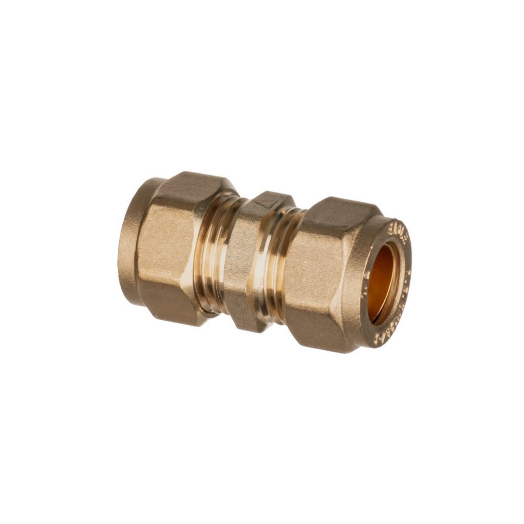 Easi Plumb - 3/4" Straight Brass Compression Coupling - Irish Brass Compression Fittings Dynamite Hardware