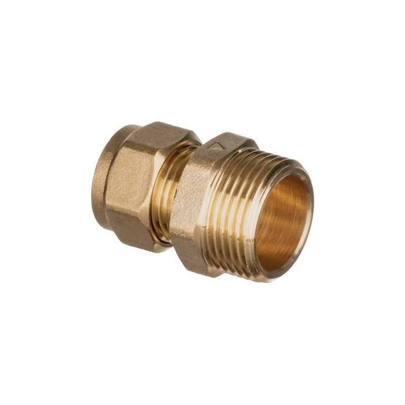 Easi Plumb - 3/4" x 1/2" Straight Red. Brass Compression Coupling - Irish Brass Compression Fittings Dynamite Hardware