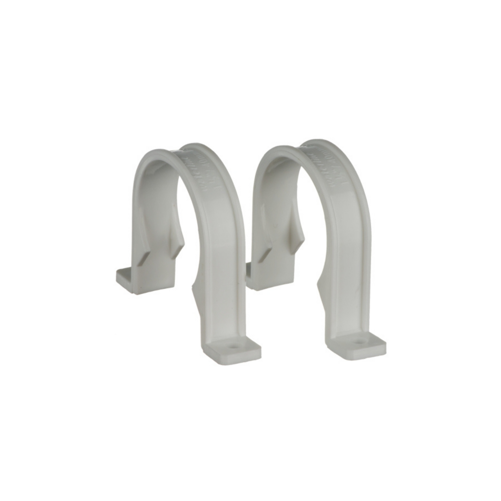Easi Plumb - 40mm White Waste Pipe Clips (Pack 2) - Solvent Weld Waste Pipe Fittings - White Dynamite Hardware