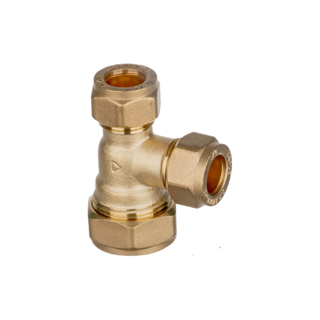 Easi Plumb - 3/4" x 1/2" x 1/2" Unequal Tee - Irish Brass Compression Fittings Dynamite Hardware