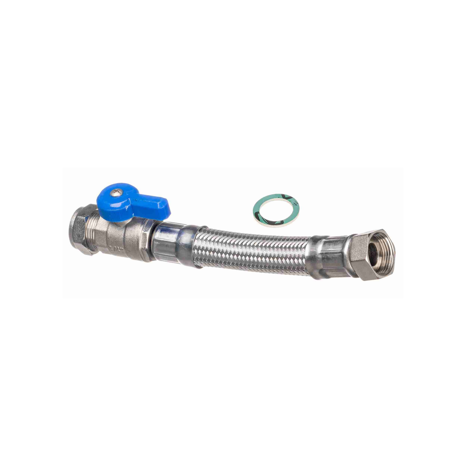 Easi Plumb - 1/2" Str. Comp Valved x Str. Swivel Flexible Plm Connector (400mm Long) - Flexible Plumbing Connectors Dynamite Hardware