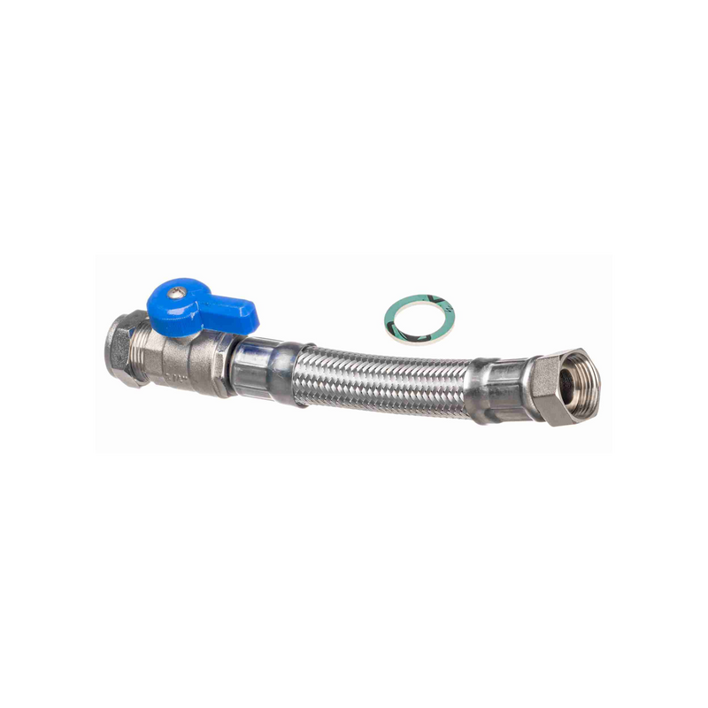 Easi Plumb - 1/2" Str. Comp Valved x Str. Swivel Flexible Plm Connector (400mm Long) - Flexible Plumbing Connectors Dynamite Hardware