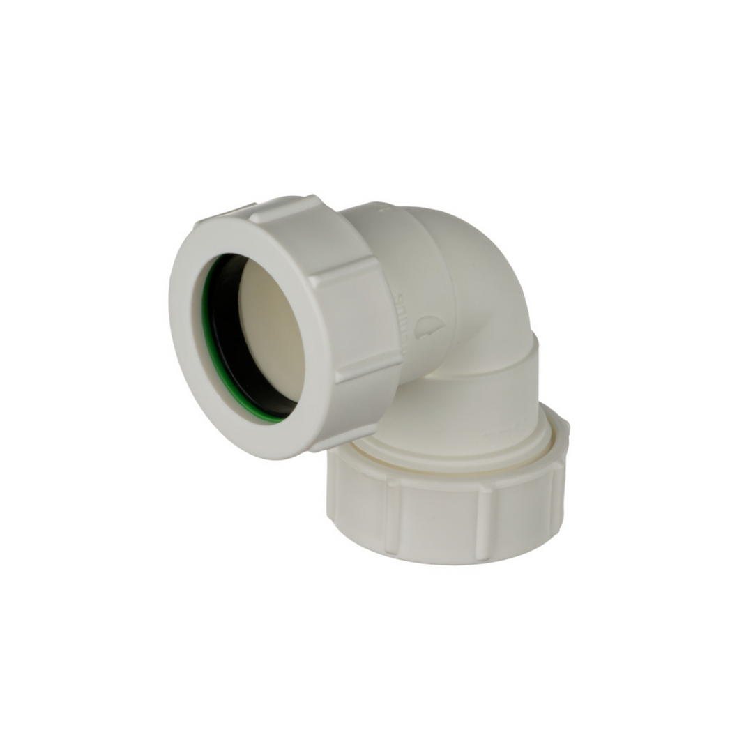 Easi Plumb - 40mm 90 Deg. Elbow - Compression Waste Pipe Fittings White Dynamite Hardware