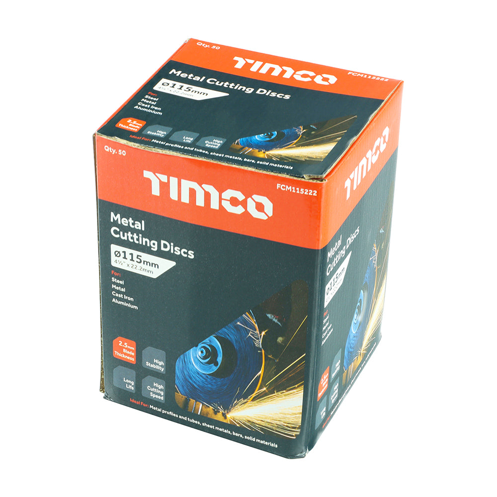 115 x 22.2 x 2.5 Timco Metal Cutting Disc  (Box Of 50)
