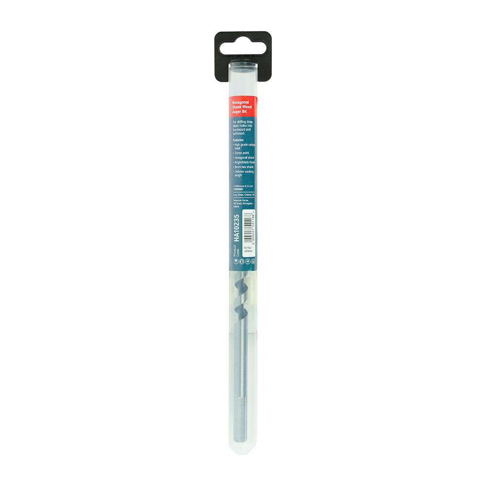 10.0 x 235 Wood Auger Bit - Hex Shank