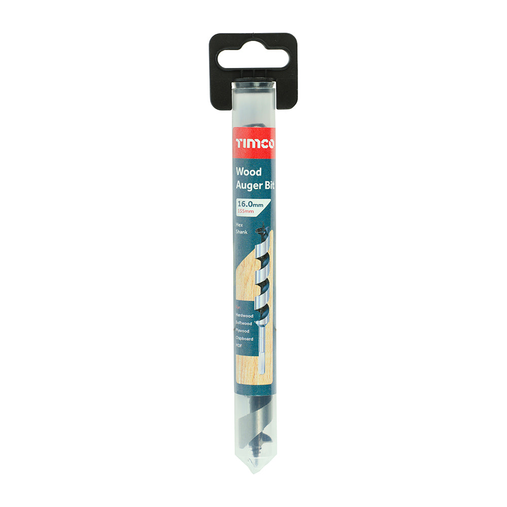 16.0 x 155 Wood Auger Bit - Hex Shank