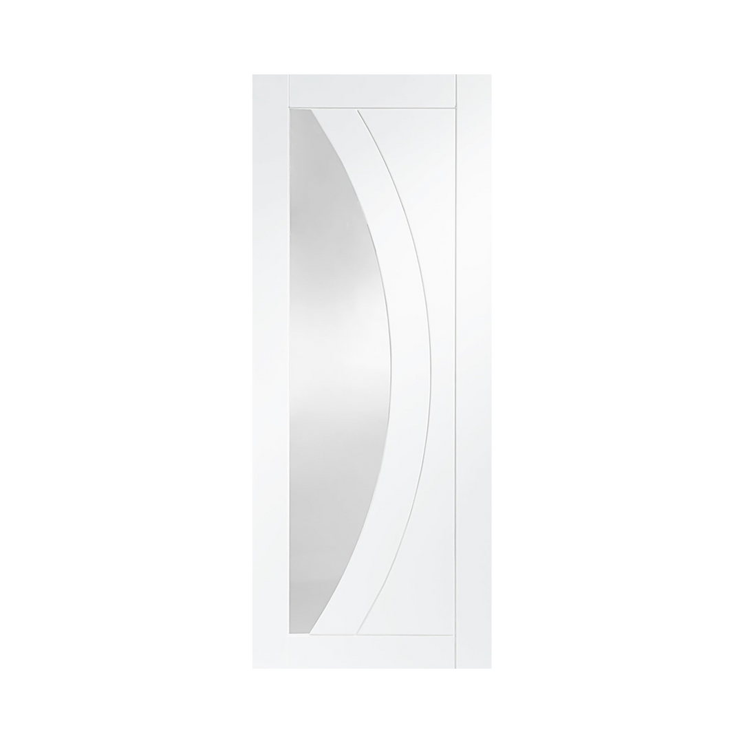 SEADEC Lismore Grooved Curved Frosted Printed Glass White Primed (42MM) - DOOR Dynamite Hardware