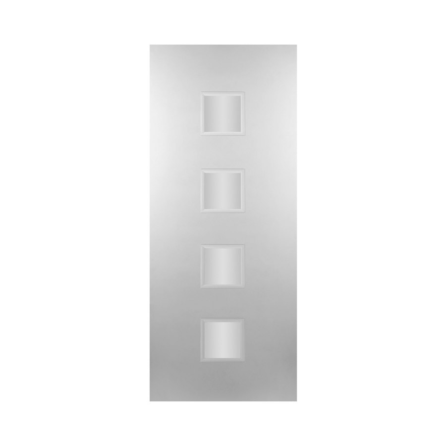 SEADEC Maryland 4 Squares Clear Glass White Primed Design Glass (44MM) - DOOR Dynamite Hardware