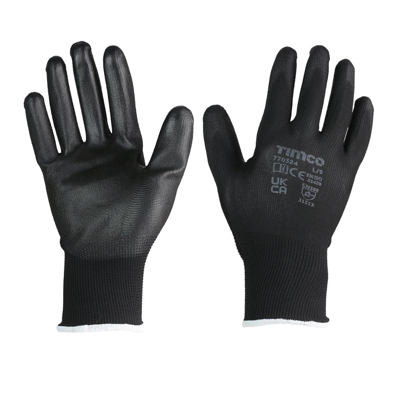 Durable Grip Gloves - PU Coated Polyester - Multi Pack Large - Dynamite Hardware