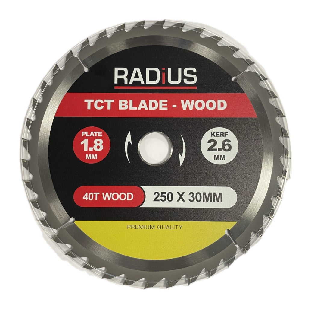 Radius 250mm 40T TCT Wood Blade 30mm Bore