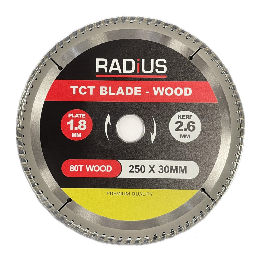 Radius 250mm 80T TCT Wood Blade 30mm Bore