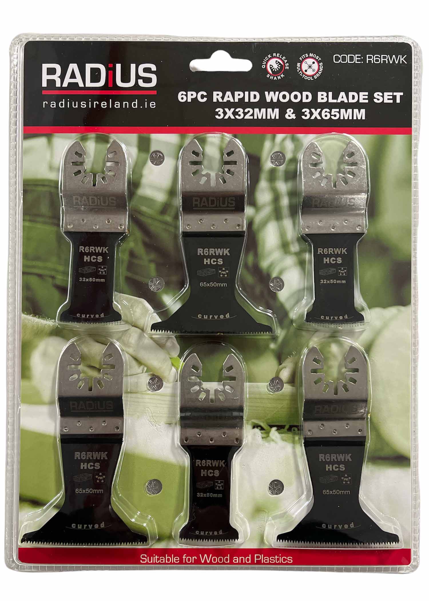 Radius 6 Piece Wood Multi-Tool Blade Set 34mm & 65mm - Dynamite Hardware