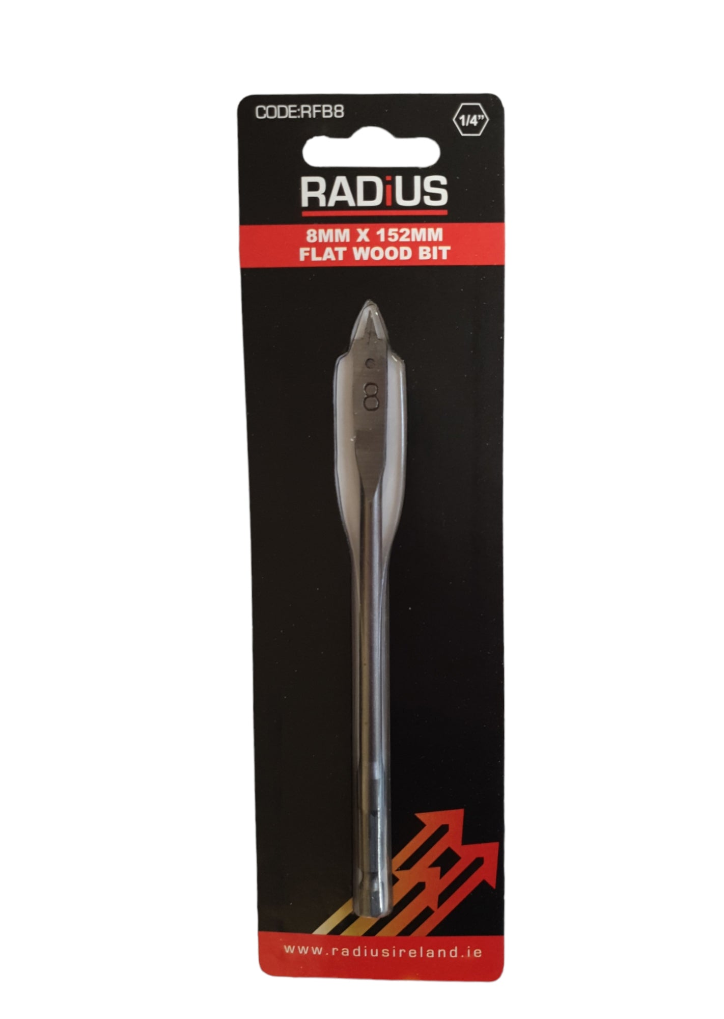 Radius 8mm X 152mm Flat Wood Bit