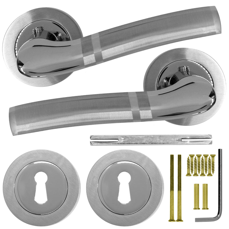 Radius Ebro On Rose Boxed Handles - handle Dynamite Hardware