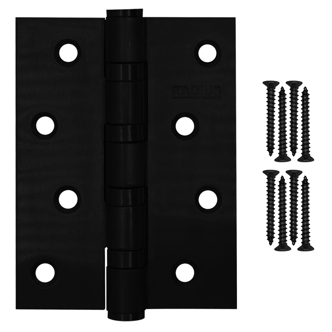 Radius Black 4in Ball Bearing Hinges (Pair)