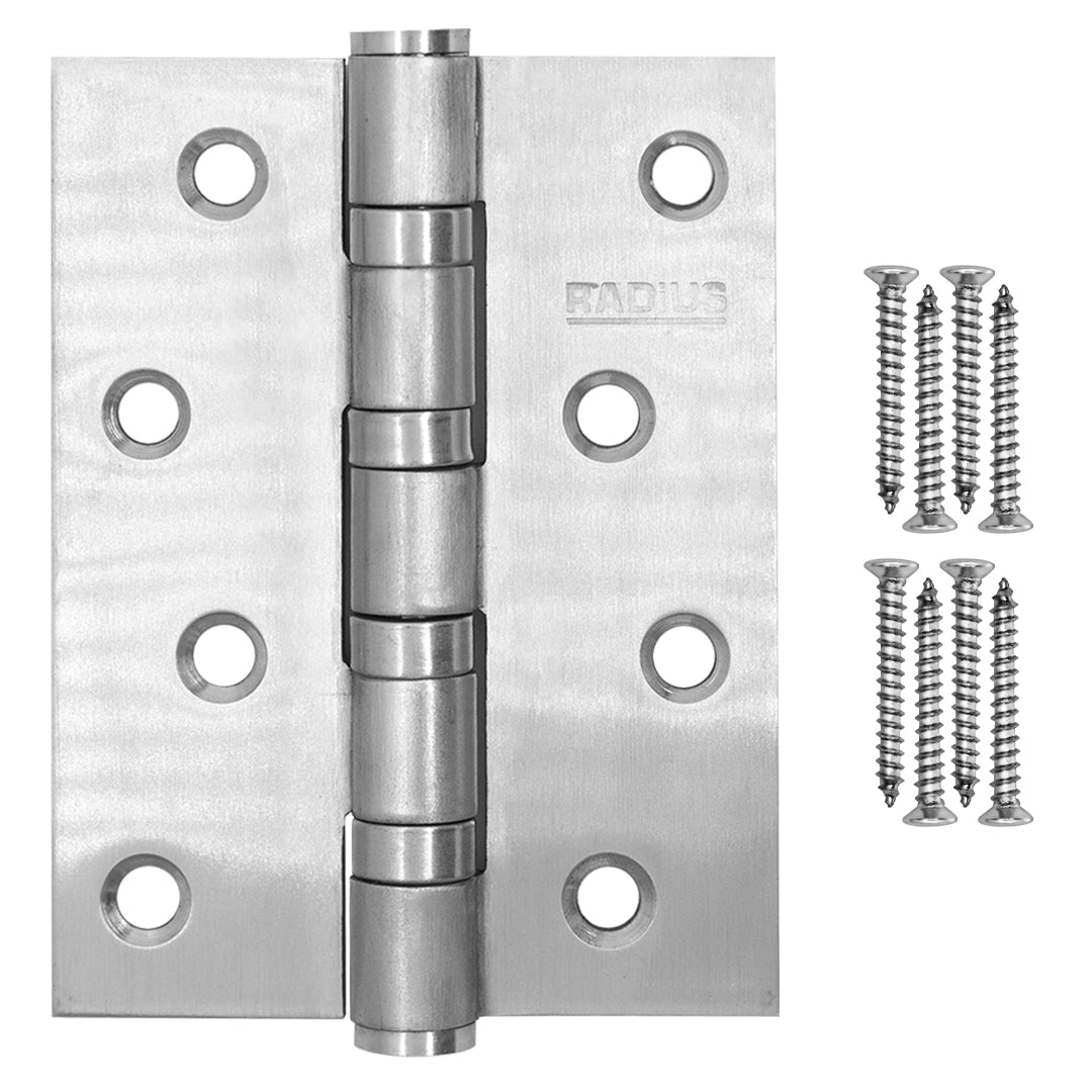 Radius Chrome 4in Ball Bearing Hinges (Pair)