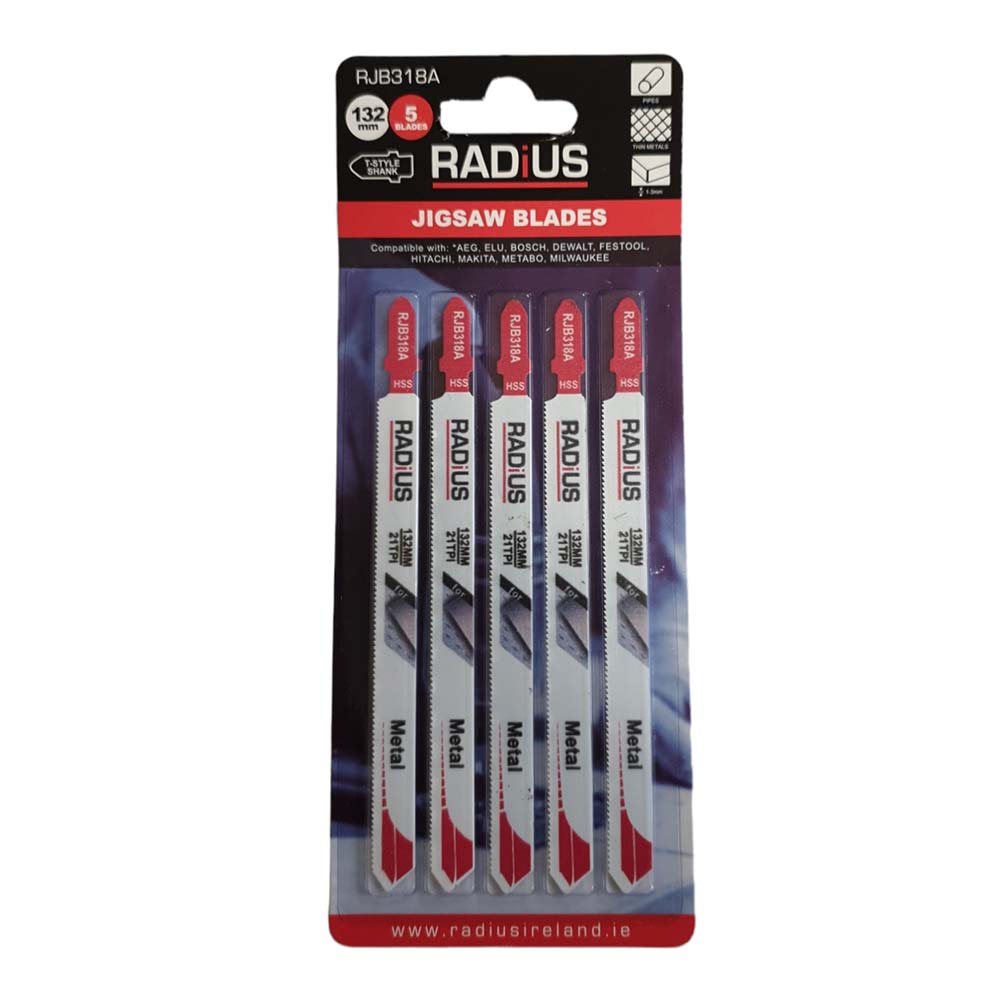 132mm 21TPI - Radius (318A) Metal Jigsaw Blades 5Pce