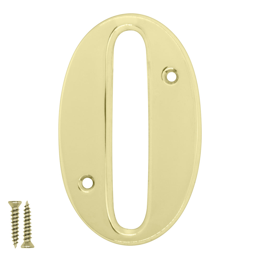 Radius Number 0 Polished Brass - Door Letter Dynamite Hardware