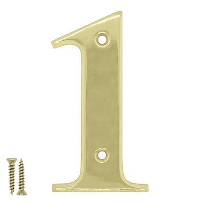 Radius Number 1 Polished Brass - Door Letter Dynamite Hardware