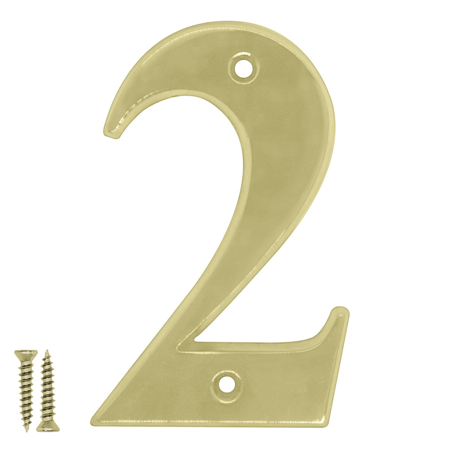 Radius Number 2 Polished Brass - Door Letter Dynamite Hardware