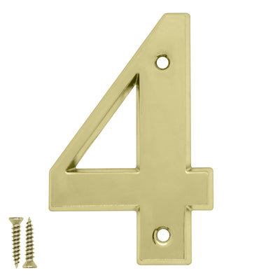 Radius Number 4 Polished Brass - Door Letter Dynamite Hardware