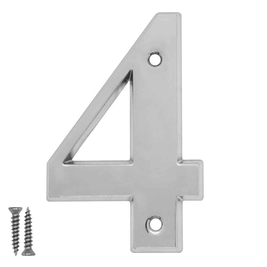 Radius Number 4 Polished Chrome - Door Letter Dynamite Hardware