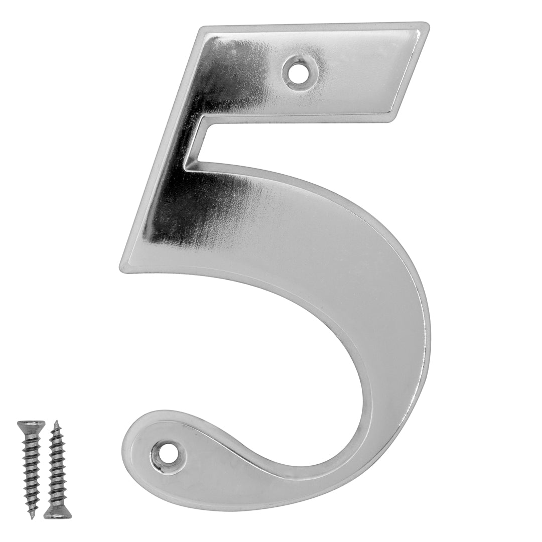 Radius Number 5 Polished Chrome - Door Letter Dynamite Hardware