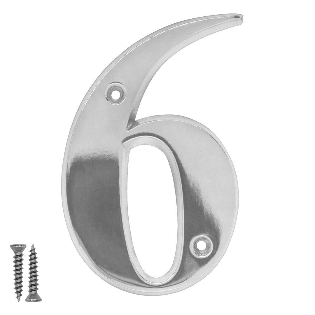 Radius Number 6 Polished Chrome - Door Letter Dynamite Hardware
