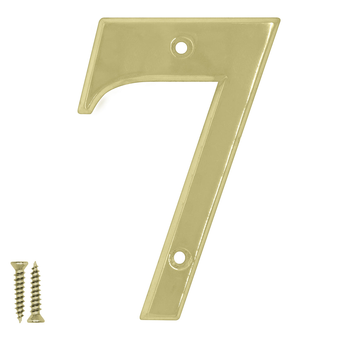 Radius Number 7 Polished Brass - Door Letter Dynamite Hardware