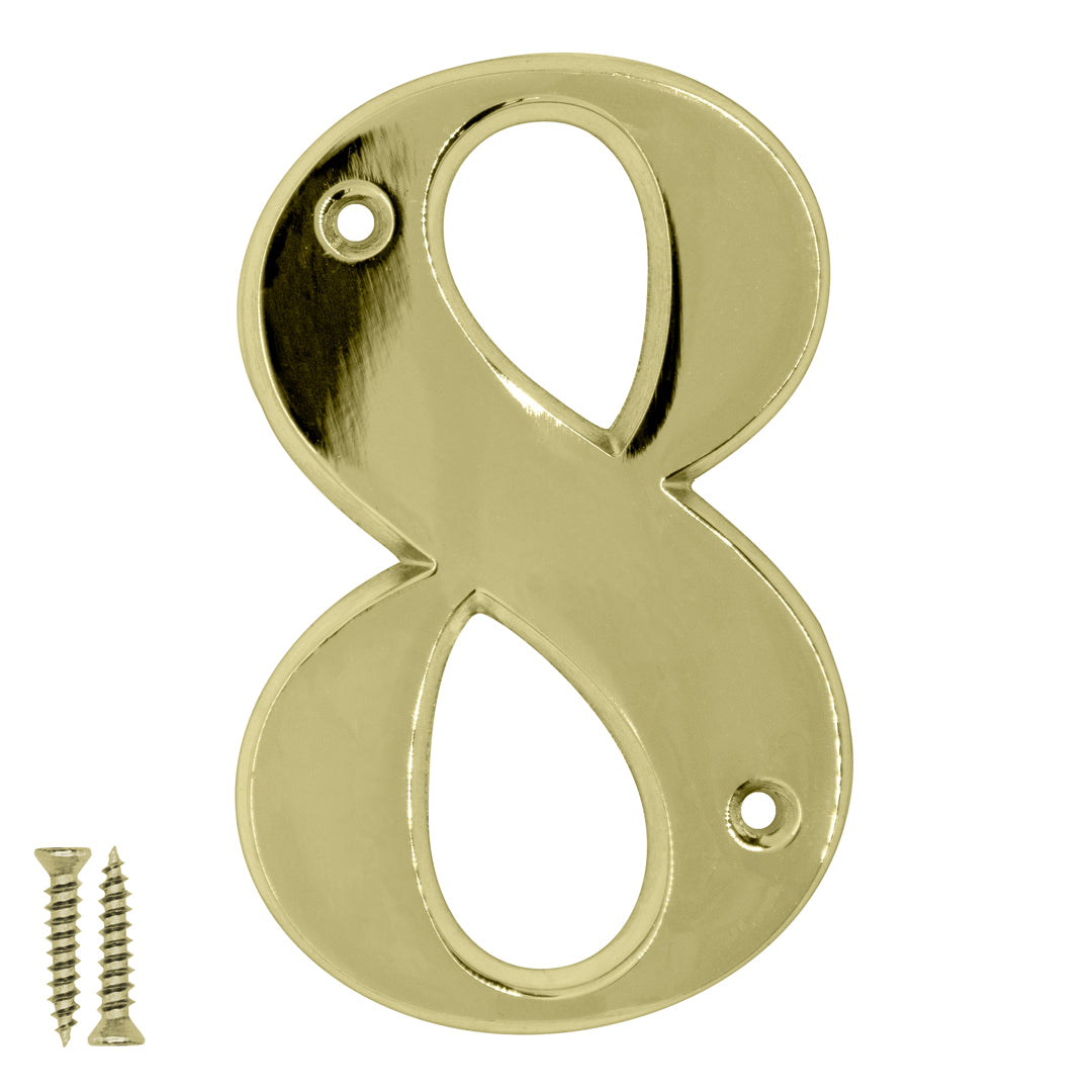 Radius Number 8 Polished Brass - Door Letter Dynamite Hardware
