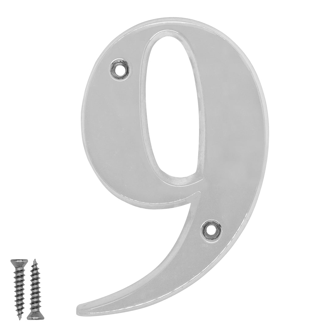 Radius Number 9 Polished Chrome - Door Letter Dynamite Hardware