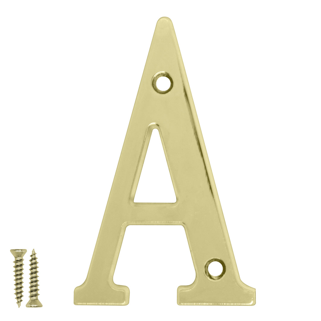 Radius Letter A Polished Brass - Door Letter Dynamite Hardware