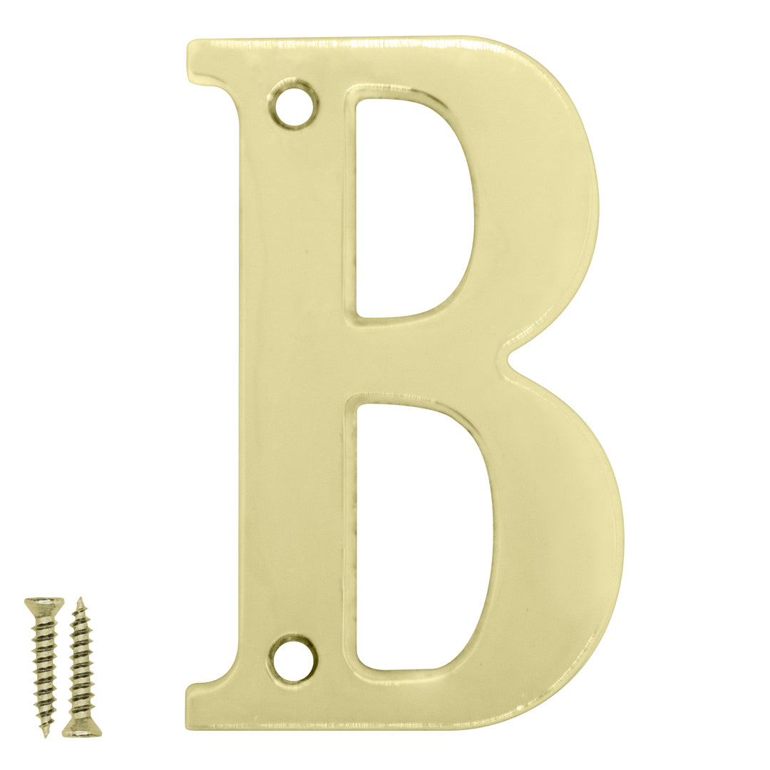 Radius Letter B Polished Brass - Door Letter Dynamite Hardware
