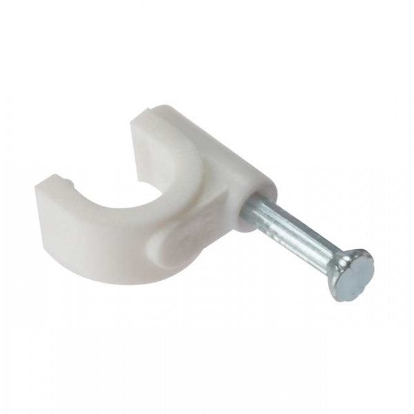 Sasta 14mm White Round Cable Clip (Pack Of 100) - Electrical Dynamite Hardware