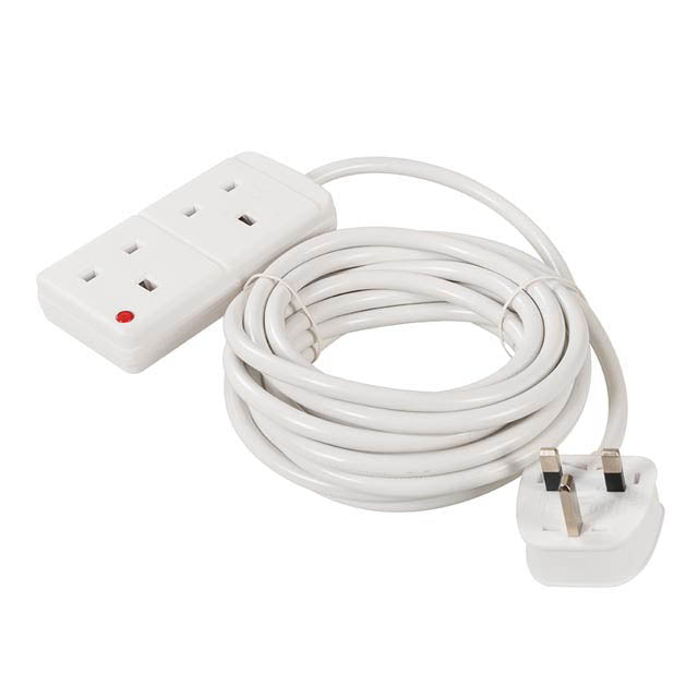 Sasta 2mtr 2 Gang Extension Lead With Neon - Electrical Dynamite Hardware