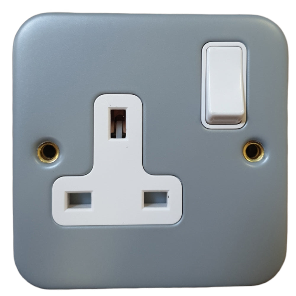 Sasta 13a 1 Gang Alu Metal Switched Socket
