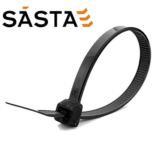 Sasta 2.5 X 100mm Black Cable Ties (pk 100) - Cable Ties Dynamite Hardware
